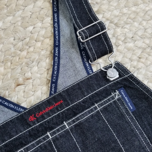 VTG 90s Calvin Klein Denim Overall Dress - Picture 6 of 13